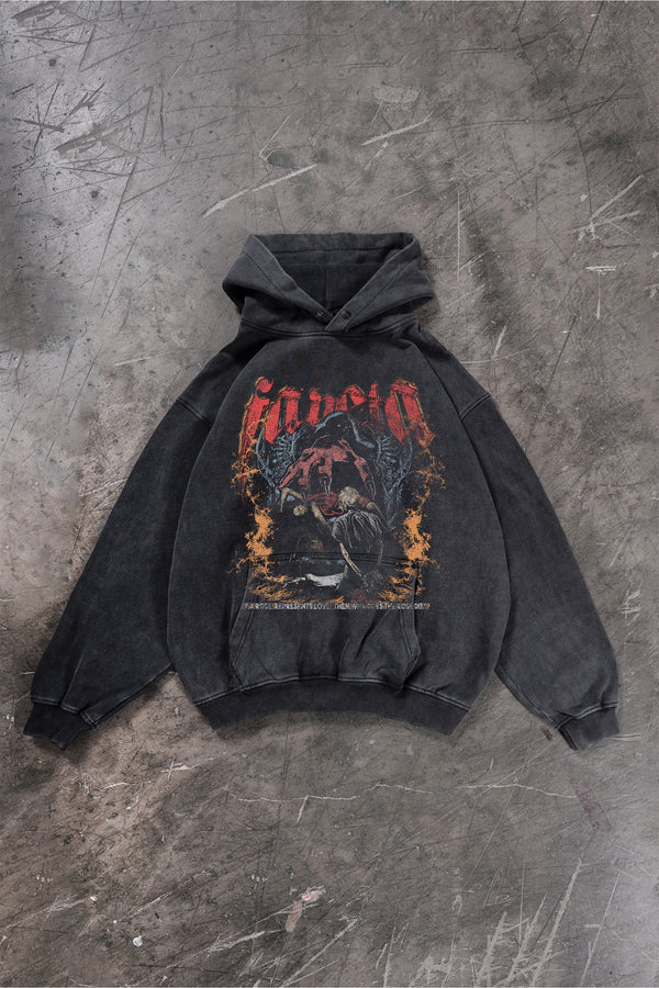 Favela Rose Black Washed Hoodie