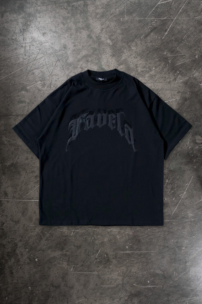 Favela Aves Rhinestone Black T-Shirt