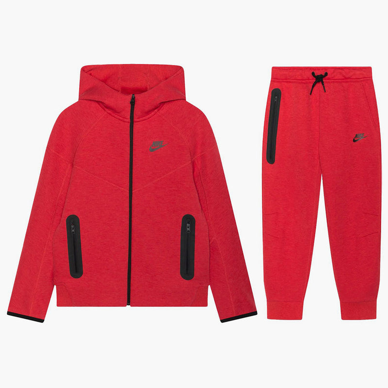 Nike Sportswear Tech Fleece Full-Zip Hoodie & Joggers Set Light University Red Heather/Black/Black